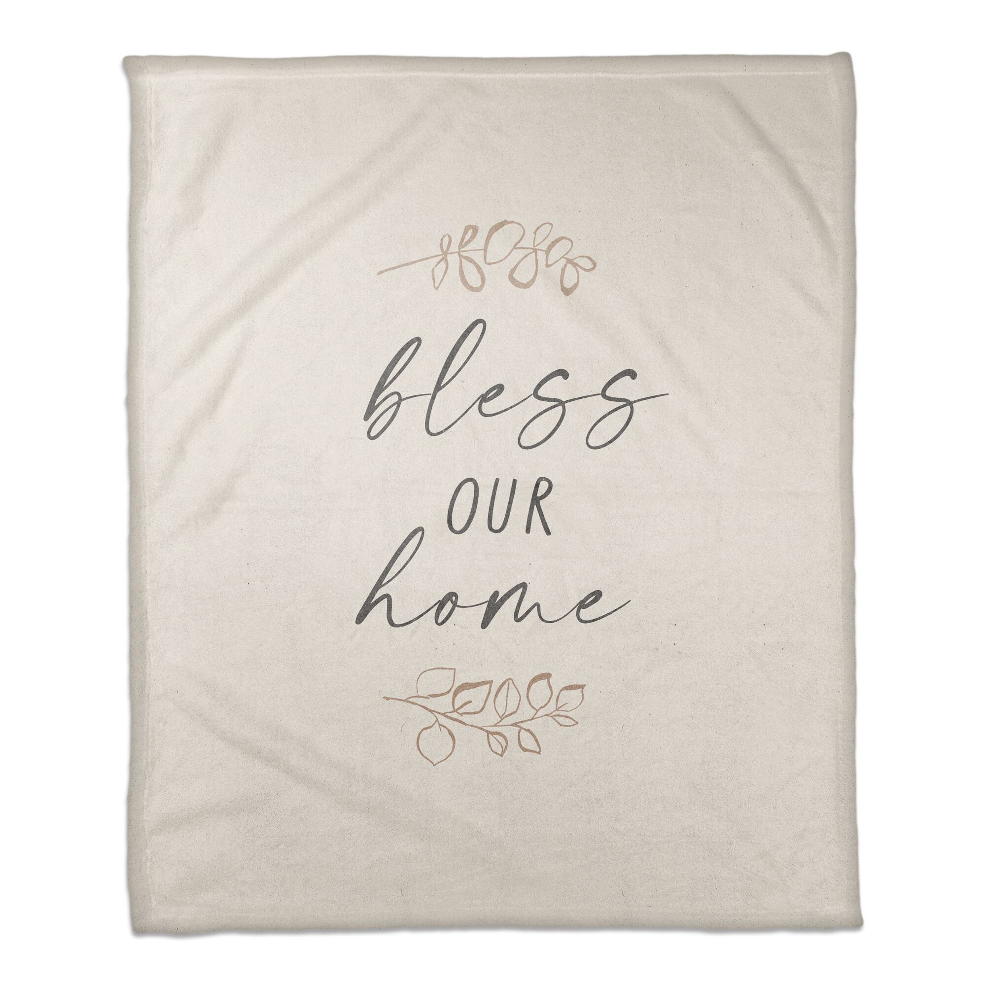 50" x 60" Bless This Home Leaf Coral Fleece Blanket